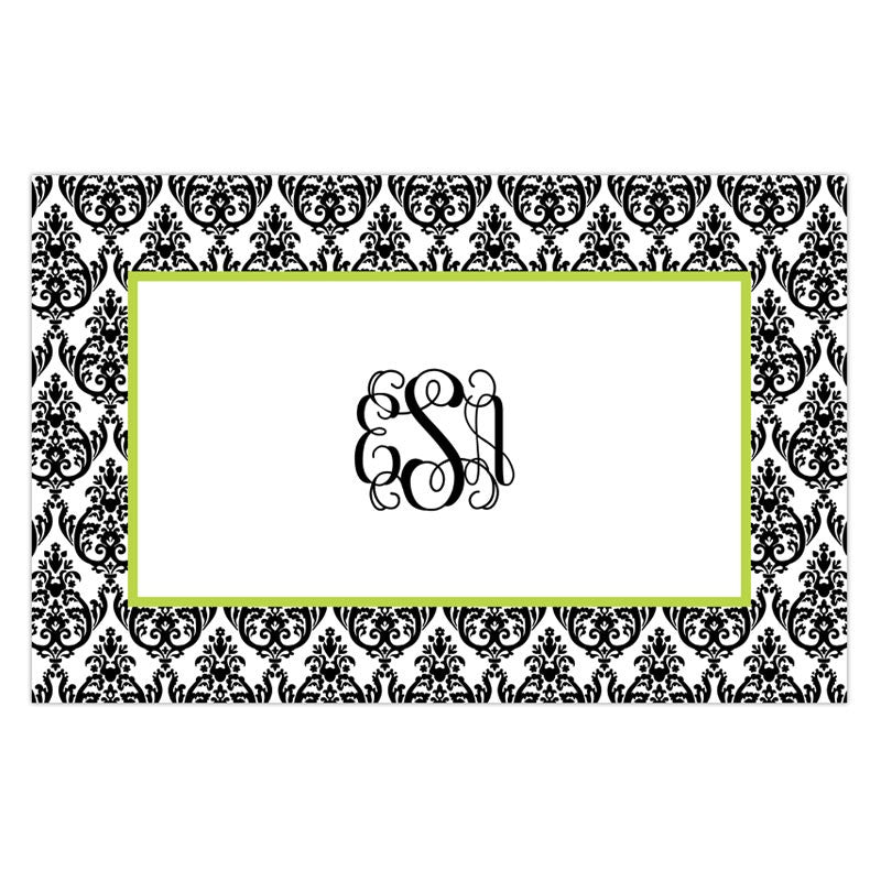 boatman geller madison damask white with black disposable placemats