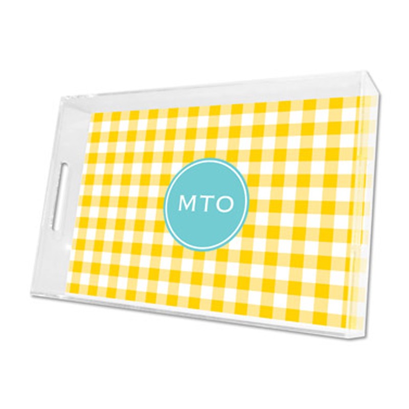 classic check sunflower lucite tray - large