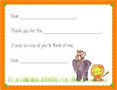 personalized thank you notes  zoo friends fill-in thank you