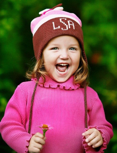 personalized ear flap hat (multi stripe)