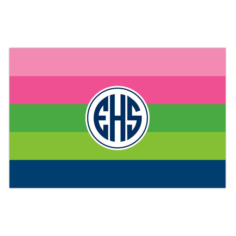 boatman geller bold stripe pink, green & navy disposable placemats