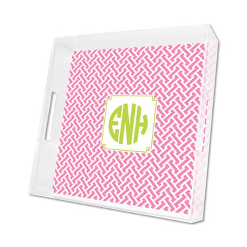 stella pink lucite tray - square