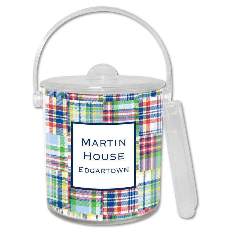 boatman geller madras patch blue ice bucket