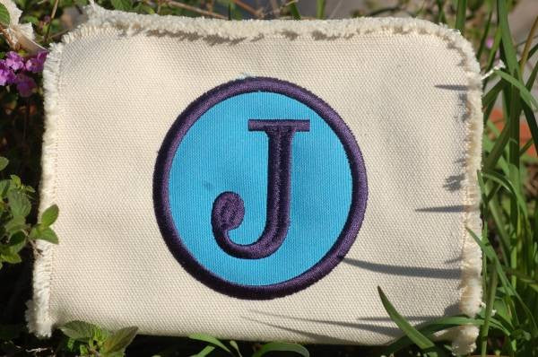 canvas make up bag with applique