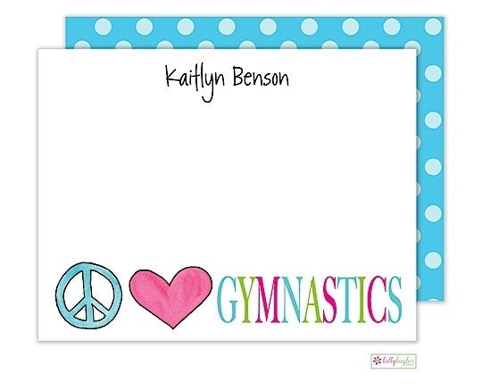 personalized - peace love gymnastics flat notes