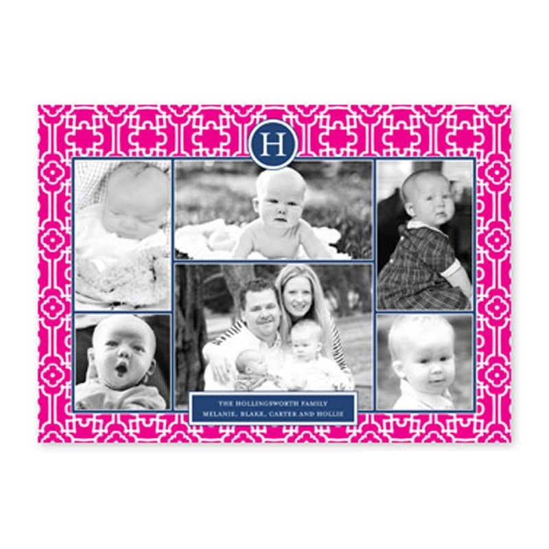 boatman geller lulu hot pink & navy photocard