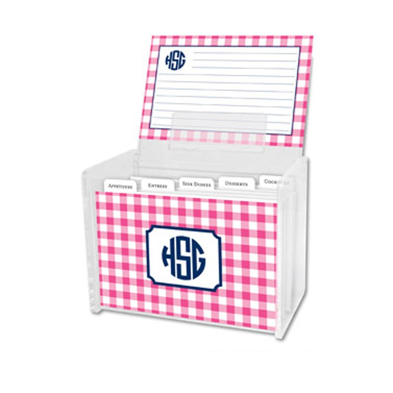 boatman geller classic check raspberry recipe box