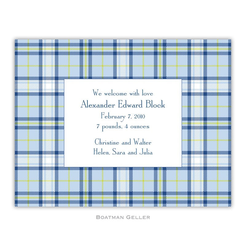 boatman geller plaid blue small flat notecard