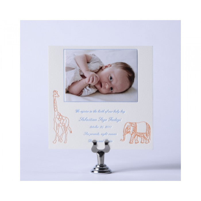 letterpress elephant baby announcement - sebastian