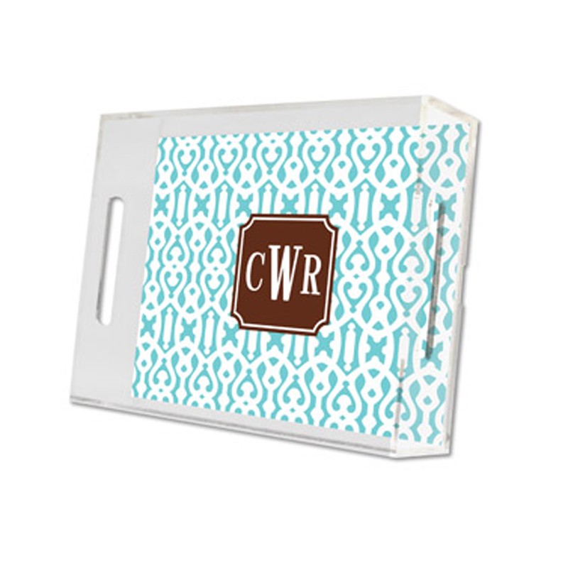 cameron teal lucite tray - small
