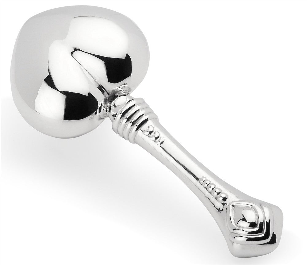heart post silver rattle