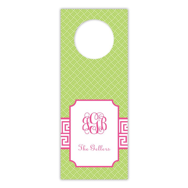boatman geller greek key band pink wine tags