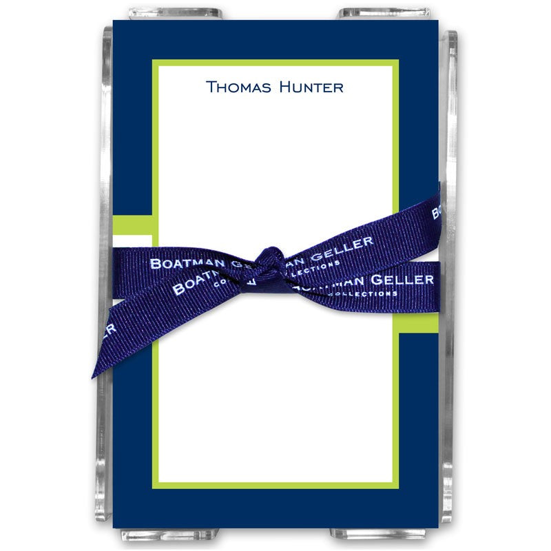 boatman geller stripe navy & lime acrylic note sheets