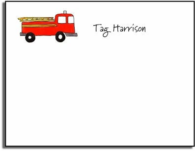 personalized kids notes  firetruck