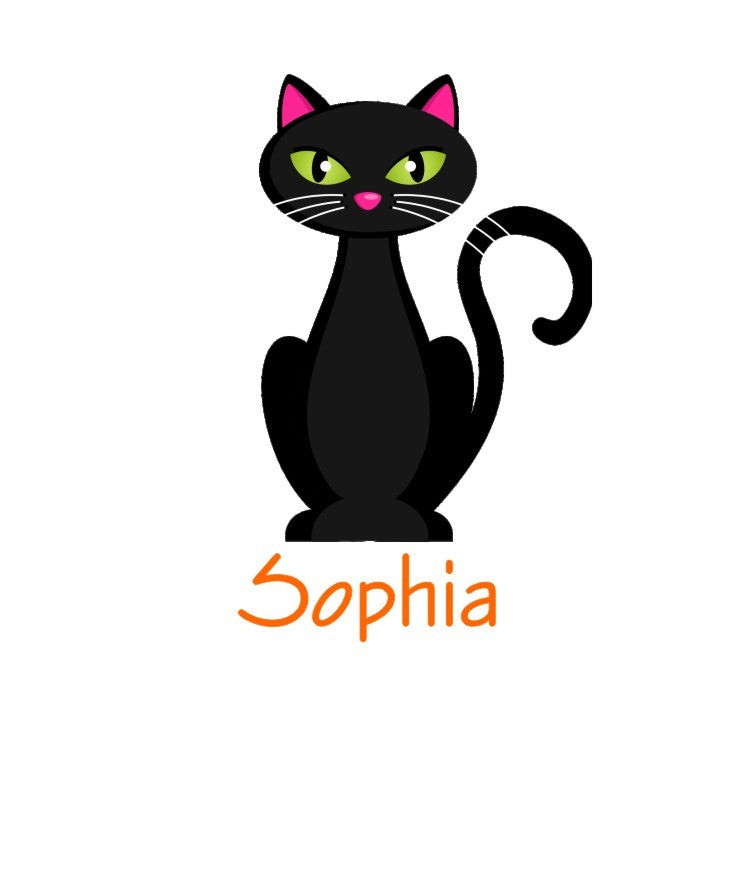 personalized black cat halloween tee shirt