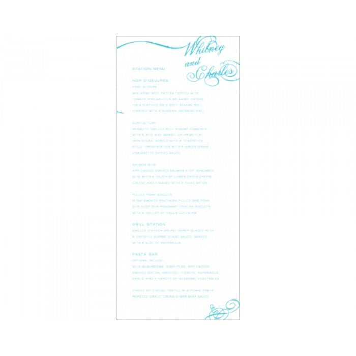 whitney & charles menu card