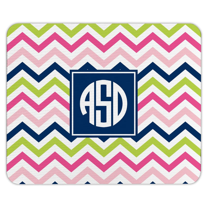 boatman geller chevron pink, navy & lime mouse pad