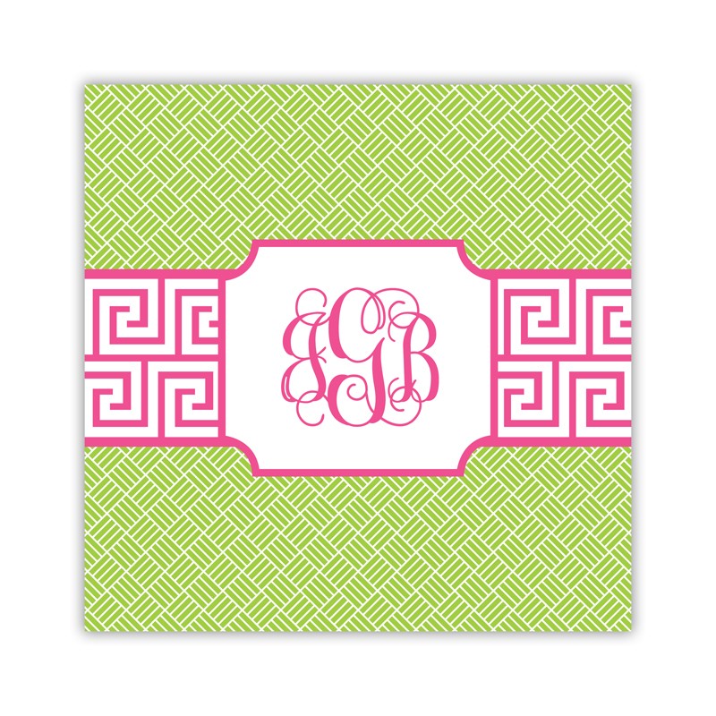 greek key band pink square paper coaster set of 50
