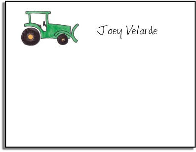 personalized kids notes  green tractor