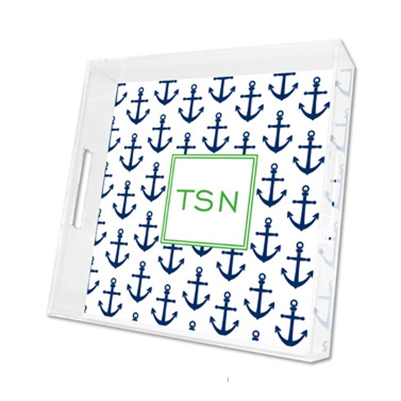 anchors navy lucite tray - square