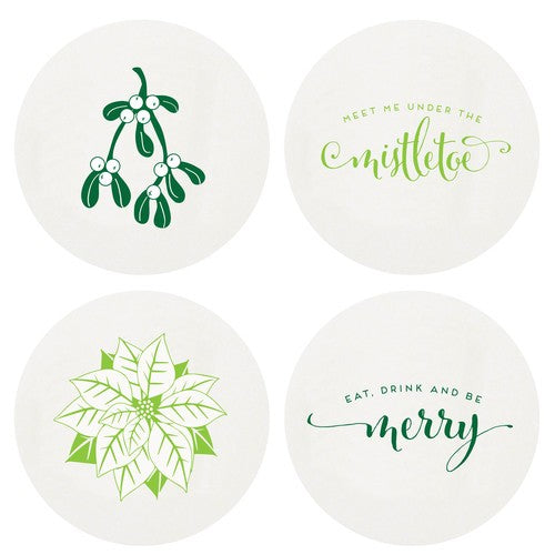 Letterpressed Mistletoe Coasters