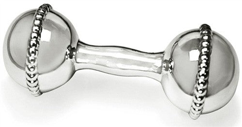 silver beaded baby rattle