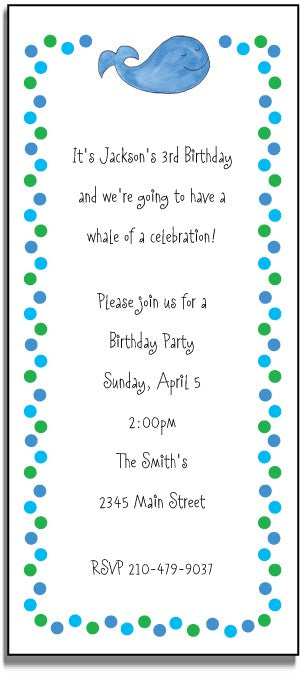 personalized invitations  whale of a time