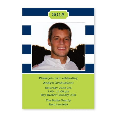 boatman geller awning stripe navy flat photocard