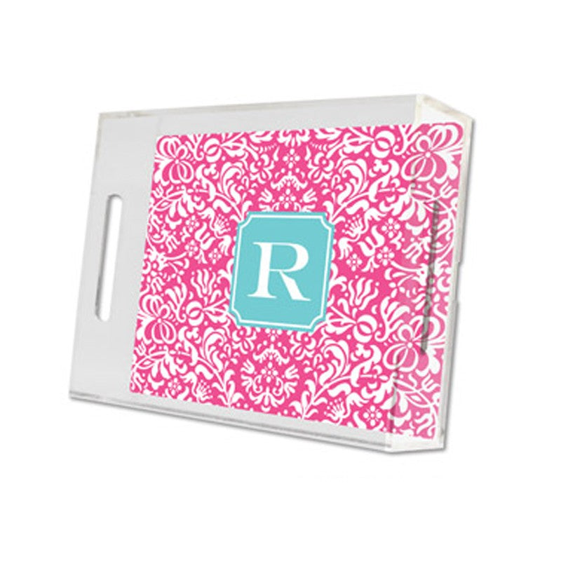 chloe raspberry lucite tray - small