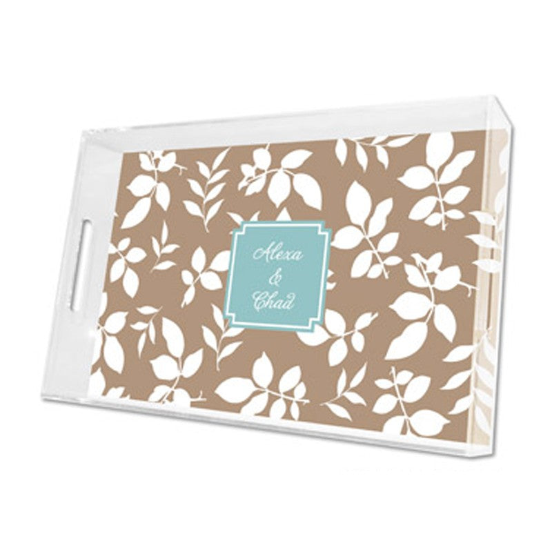 silo leaves mocha lucite tray - large