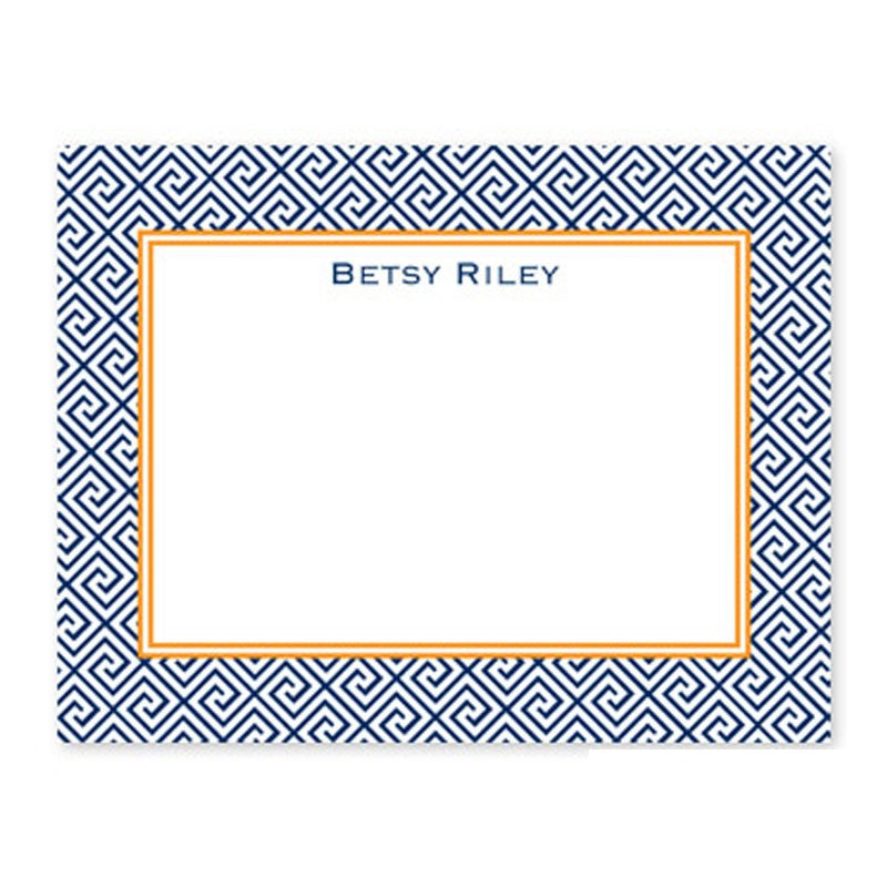 boatman geller greek key navy small flat notecard