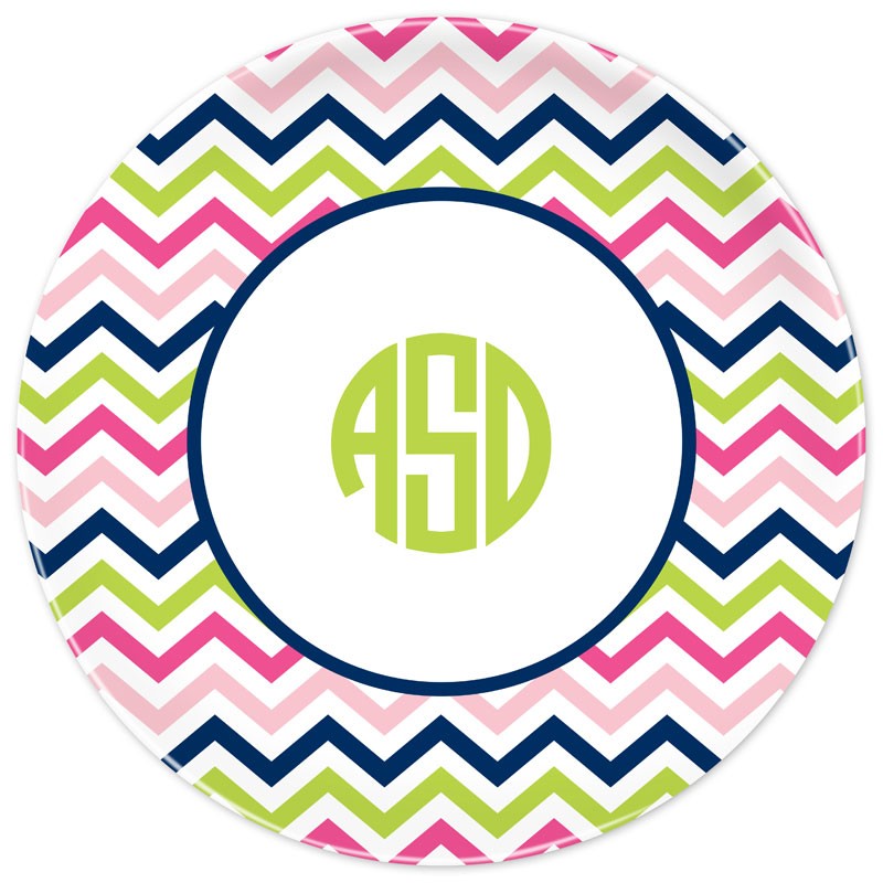boatman geller chevron pink, navy & lime plate