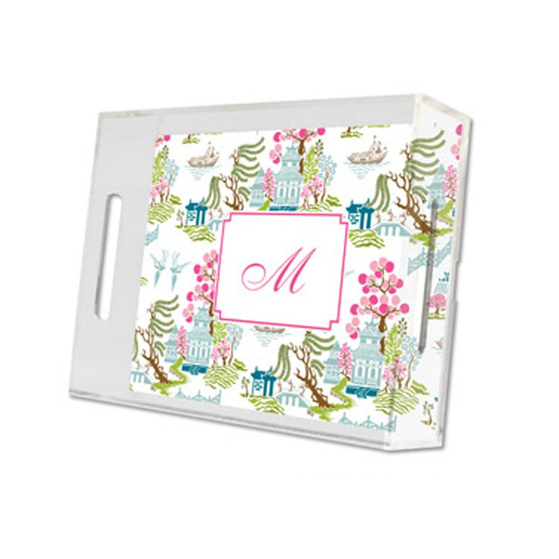 chinoiserie spring lucite tray - small