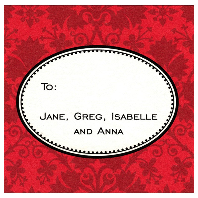 boatman geller damask red square sticker