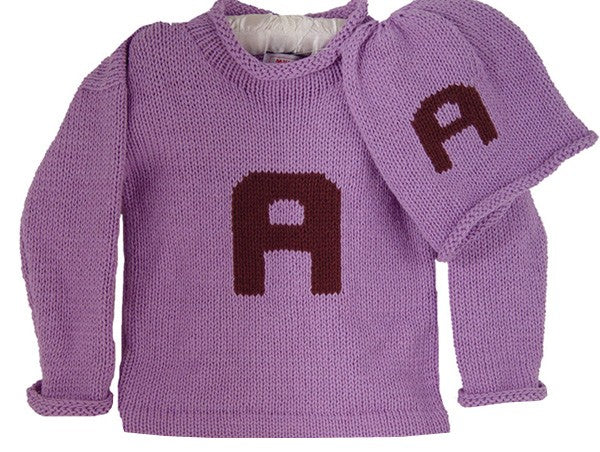 personalized letter sweater and hat set