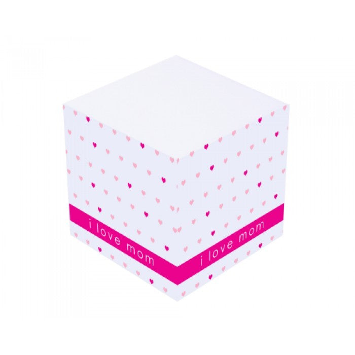 pink love mom sticky note cube