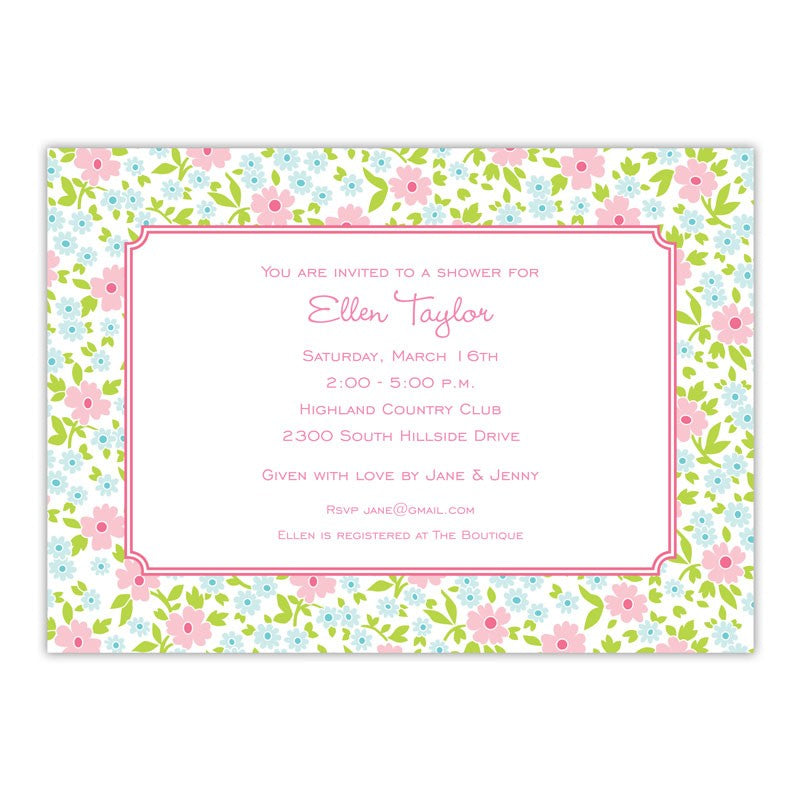 boatman geller emma floral pink large flat notecard