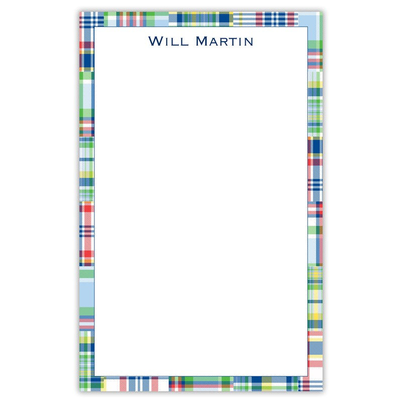 boatman geller madras patch blue notepad