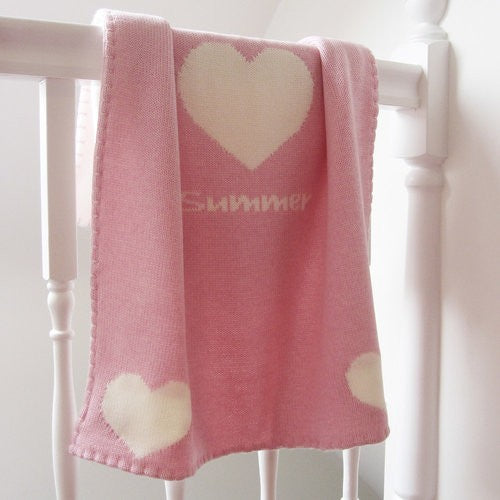 Personalized Baby Girls Heart Blanket