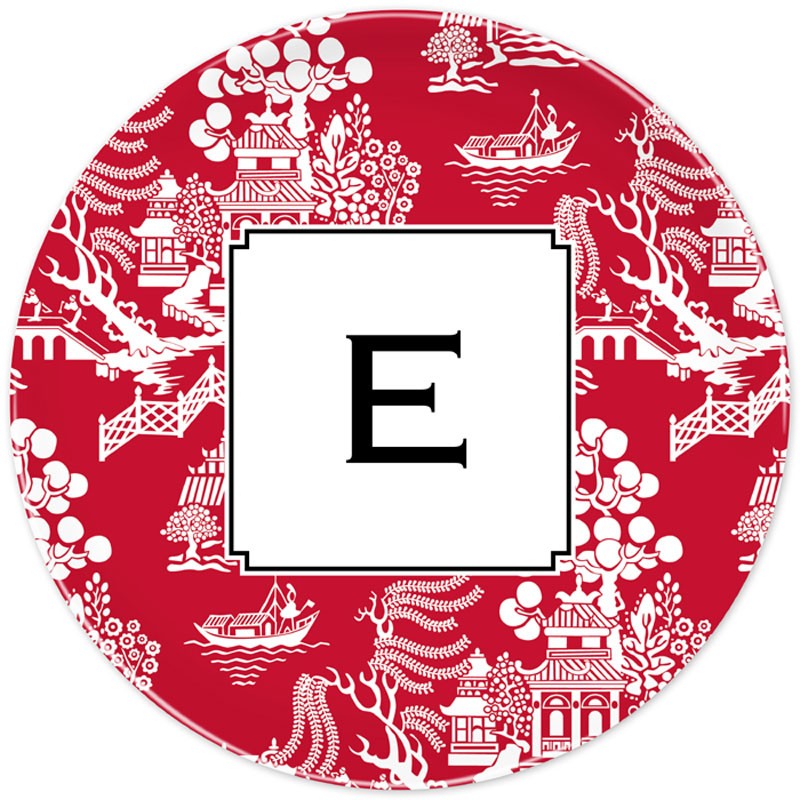 boatman geller chinoiserie red plate