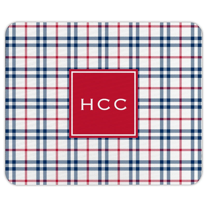 boatman geller miller check navy & red mouse pad