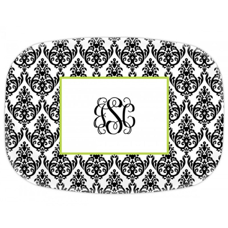 boatman geller madison damask white with black platter