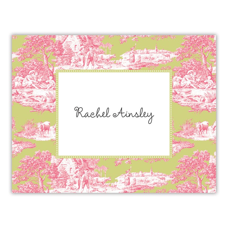 boatman geller toile magenta & green foldover note