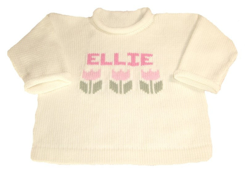 girls personalized flower sweater