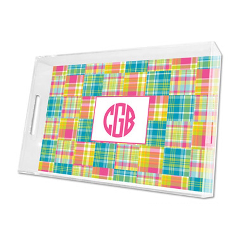 madras patch bright lucite tray - large
