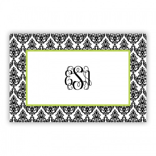 Madison Damask White With Black Disposable Placemat