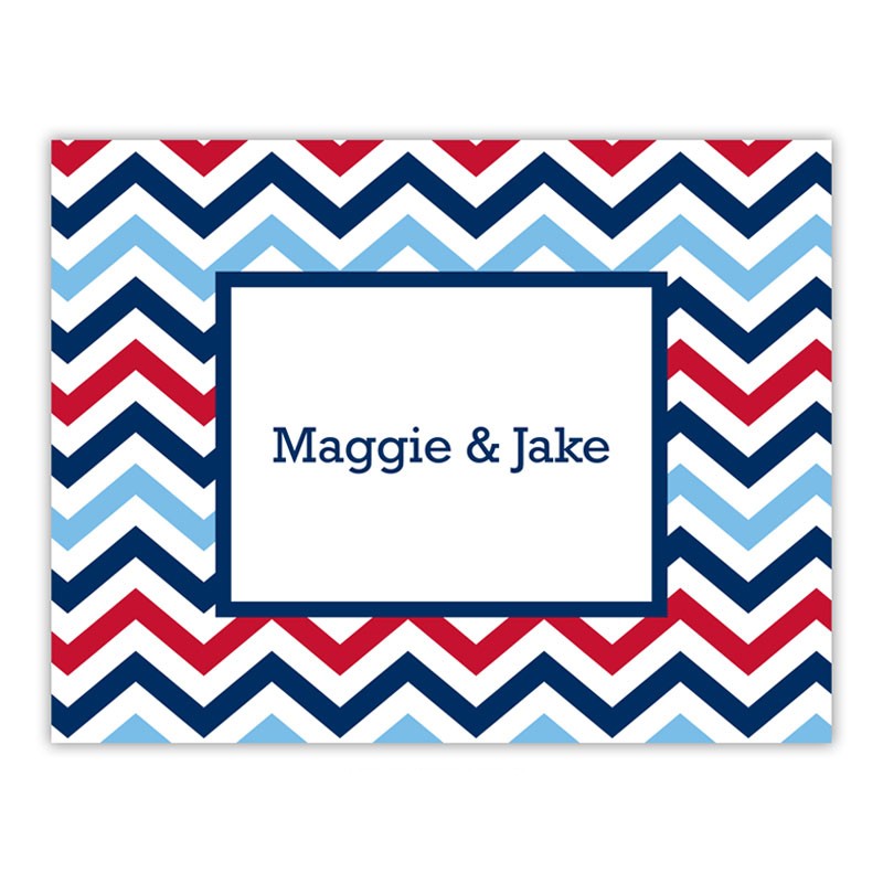 boatman geller chevron blue & red foldover note cards