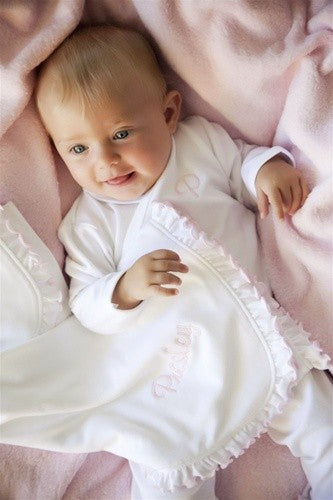 personalized ruffled edge blanket