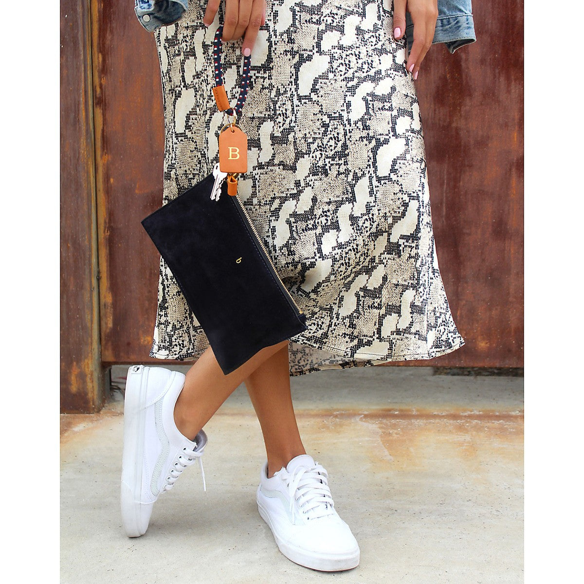 medium suede clutch