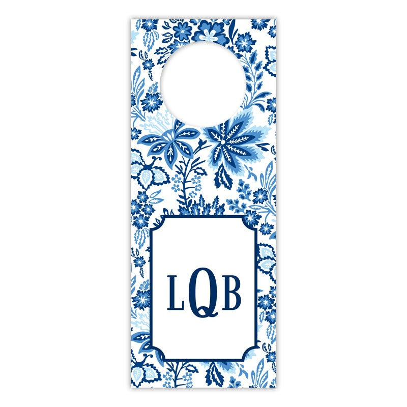 boatman geller classic floral blue wine tags